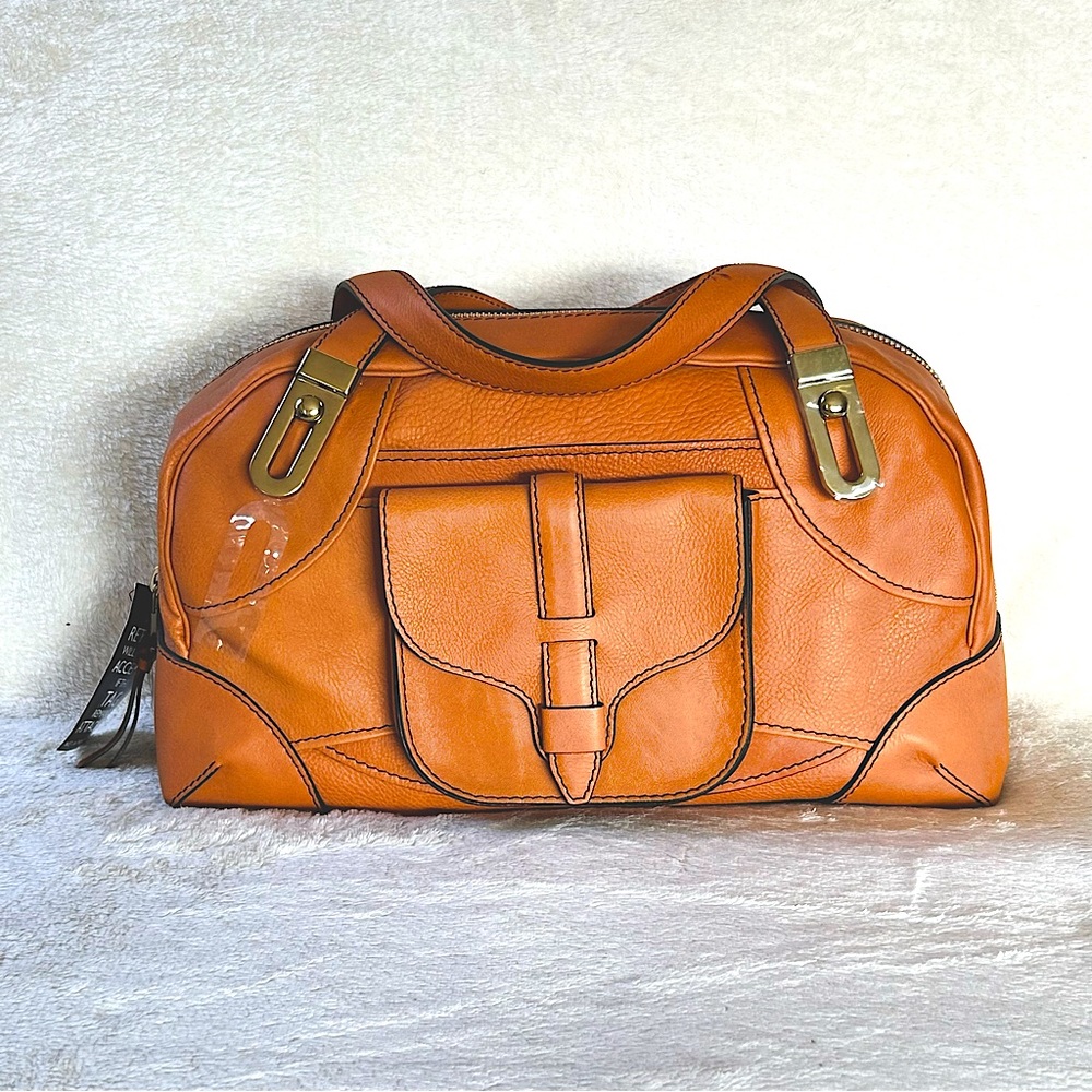 NWT Authectic Chloe Calf Leather SAC Zip Bowling Satchel Bag Camel